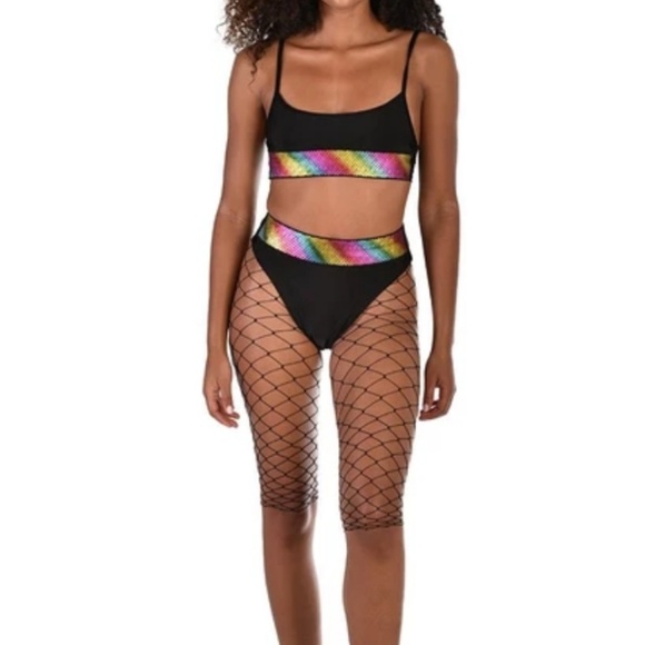 🌈Rainbow Iheartraves high waisted booty shorts🔥 - Picture 4 of 4